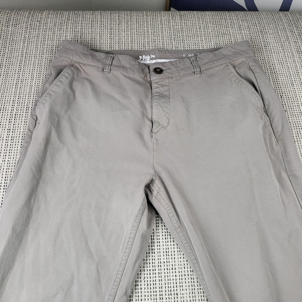 Mugsy Pants Mens 35x33 Gray Chino Slim Fit Straight Leg Stretch Casual‎ Everyday